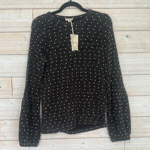 NWT Hem & Thread Black Polka Dot Women's Sweater - size small